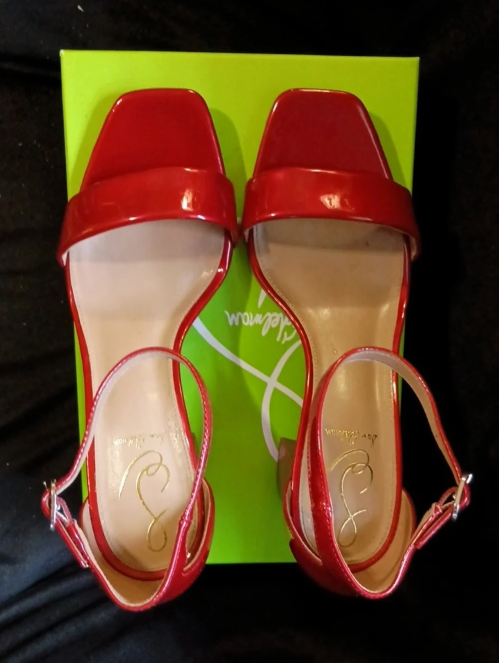 Sam Edelman DANIELLA Passion Red Block Heels w/Ankle Strap Women Sz 9M Like New
